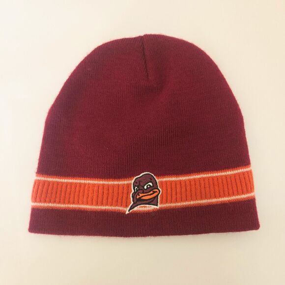 Virgina Tech Beanie VT Collegiate Licensed Maroon and Orange - Picture 7 of 7